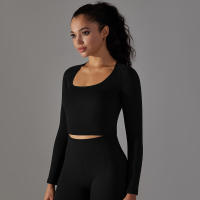 Nessaj-camisas de yoga sin costuras para mujer, top corto de manga larga, ropa deportiva para yoga, fitness, gimnasio, entrenamiento, correr - details 13