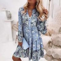 Vestidos sueltos de verano con estampado para mujer, vestido bohemio con cuello en V y fiesta en la playa, bata para mujer - details 2