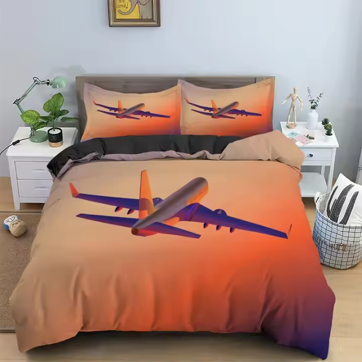 Juego de Ropa de Cama 3D Impresa Cubierta de Edredón, Funda de Almohada, Cojín de Lujo para Adultos y Niños Material de Poliéster - 1