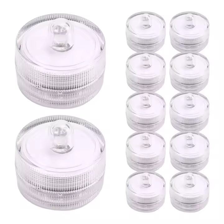 Luz LED sumergible de 12 Uds., velas de té sin llama impermeables de color púrpura, Festival de temporada con pilas subacuáticas - 1
