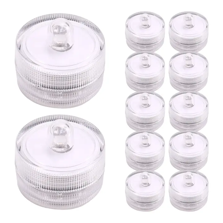 Luz LED sumergible de 12 Uds., velas de té sin llama impermeables de color púrpura, Festival de temporada con pilas subacuáticas - 1