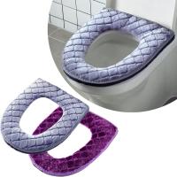 Cubierta de asiento de inodoro de felpa, modelo Universal impermeable, anillo de inodoro lavable con cremallera, alfombrilla de baño, nuevo, Invierno - details 2