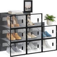 Cajas de Zapatos de Plástico Transparentes Apilables y Plegables Organizador de Zapatos para Armario con Tapa Frontal - details 27
