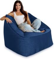 Reposapiés Salon de Lujo - [50x40x30 cm] Sofá Puf de Diseño con Relleno Incluido para Escritorio u Oficina - Taburete Bean Bag Silla Grande en Cuero Sintético Beige - details 50