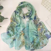 Verde Hierba mujeres elegante gasa Georgette Bandana bufanda verano playa protector solar fino Hijab - details 0