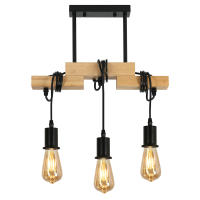 Goeco Lámpara Colgante Vintage de Techo de Madera y Hierro con 3 Bases para E27 - details 8