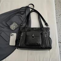 Bolso de Hombro Negro Elegante de Gran Capacidad Correa Ajustable Cierre con Cremallera - details 4
