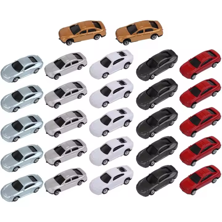 Modelos Miniatura de Coches Pintados a Escala 1:160 Set de 50 Piezas para Diseño de Ferrocarril y Paisajes al Aire Libre - 1