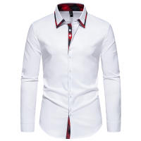 Camisa de Cuadros a Rayas para Hombres Negocios Casuales con Estilo Social Material de Poliéster - details 1