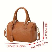 Bolso Boston Elegante de Caño Ligero Cuero Genuino con Patrón de Lichee - details 3
