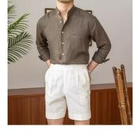 Camisa de Lino para Hombre Verano 2025 Cuello Henley Elegante Manga Larga Transpirable - details 21
