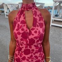 Vestido Sin Mangas y Sin Espalda de Cintura Alta Moda Femenina 2025 Estilo Estampado de Celebridad - details 5
