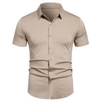 M-4XL novedad de verano, camisa de manga corta para hombre, camisa elástica sin costuras de alta calidad, camisa de vestir de negocios - details 2