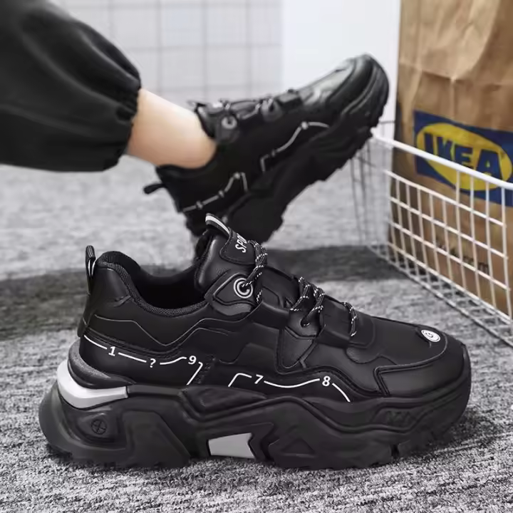Nuevos zapatos blancos transpirables para hombre, zapatos deportivos y de ocio de suela gruesa versátiles de moda de estilo coreano para hombre - 1