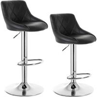 Taburete de Bar con Resalto Juego de 2, Ajuste de Altura Continuo, Acero Cromado, Antideslizante, Cuero Sintético Fácil de Cuidado, Almohadilla Bien Acolchada Blanco - details 7