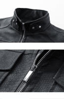 Chaqueta de cuero con cuello levantado para hombre, Tops cómodos y versátiles, informales, sólidos, a prueba de viento, para otoño e invierno - details 7