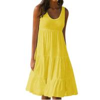 Vestido Mini Casual Elegante Sin Mangas Para Mujer Verano 2024 Con Volantes Y Cuello En V Estilo Playa Y Fiesta Sundress Oversize Streetwear - details 2