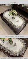 Mantel de té, mantel para mesa de comedor, forma ovalada, blanco, europeo, flor bordada de poliéster, decoración de sala de estar - details 1