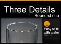Taza de Café Espresso Hecha a Mano Resistente al Calor Vidrio de Doble Pared de 350ml para Bebidas de Té y Whisky - details 5