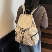 Mochilas elegantes con cordón de Color sólido, bolsos de hombro fruncidos de gran capacidad y peso ligero, mochila escolar informal de nailon para estudiantes al aire libre - details 12