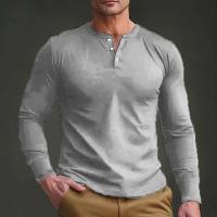 Día del padre Ropa transfronteriza de primavera y otoño Camiseta para hombres europeos y americanos Camisa básica Henry de manga larga para hombres - details 33