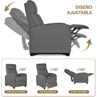 Sillón de Masaje Silla Relax Butaca Sofá Ajustable de Relajación con Función Reclinable para Sala de Estar y Dormitotio Gris - details 5