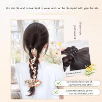 Diademas con cinta de flores para mujer, coleta larga, artefacto para el cabello de estilo coreano, peluca trenzada de boxeo sintética esponjosa - details 15