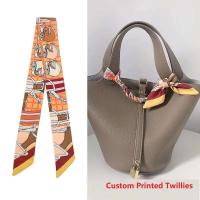 Bufanda de poliéster estampada, pelo de moda, banda estrecha, asa de bolso de satén de doble cara - details 4