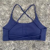 Sujetador deportivo suave para mujer, ropa interior sexy con tirantes finos, espalda cruzada, top hueco, ajustado, gimnasio, yoga, entrenamiento atlético con almohadilla para el pecho - details 9