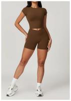 Ropa deportiva de alta resistencia de secado rápido de manga corta Yoga Tre de color sólido - details 16