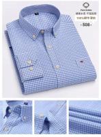 Camisa Oxford manga larga 100% algodón, cuadros, suave, regular, formal, con bolsillos, social, ropa de hombre, S-7XL - details 6