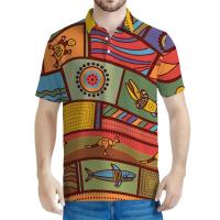 Polo para hombre con estampado 3D indígena australiano, camiseta con estampado Eico, ropa de calle, top holgado de manga corta - details 6