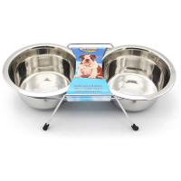2X Comedero Bebedero Acero Inoxidable para Perro Gato Mascotas con Soporte Base Doble S/M/L para Elegir BPS-11125 - details 0