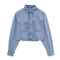 TRAFZA-chaqueta vaquera de manga larga con botones para mujer, abrigo de cintura alta, conjuntos de vestido con abertura frontal, Estilo Vintage, verano, 2023 - details 3