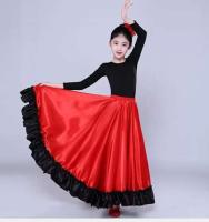 Falda de danza del vientre para niños, flamenco, español, toro volador, 360 grados, 1 pieza por lote - details 1