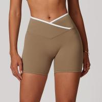 Pantalones cortos de Yoga cruzados de cintura alta, ajustados y Nude, pantalones deportivos de levantamiento de cadera de melocotón, pantalones de Fitness al aire libre para mujer - details 4