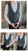 2025 último estilo doble botonadura hombres traje chaleco botón dorado Slim Fit Formal novio boda chaleco ropa de calle chaleco sin mangas chaqueta - details 15