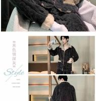 Conjuntos de pijamas informales de alta calidad para hombre, ropa de casa de franela gruesa para otoño e invierno, trajes de dormir de terciopelo Coral cálido a la moda para hombre - details 10