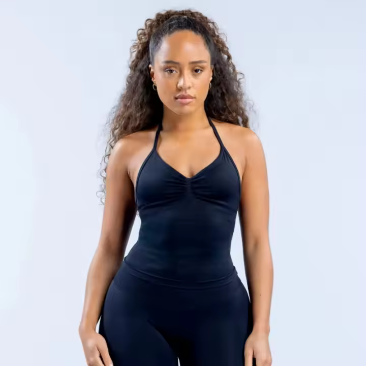 Chaleco deportivo sin costuras para mujer, de secado rápido, sostenible, sin espalda, estampado sólido, ligero, transpirable, para fitness. - 1
