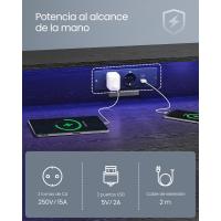 Escritorio de Juegos con Luces LED y Enchufes Mesa de Oficina Dormitorio para 2 Monitores - details 11