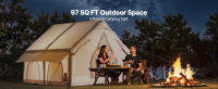 SucceBuy Tiendas inflables para acampar, tienda inflable de fácil instalación para 4-6 personas con bomba manual, tienda de glamping Oxford 300D para 4 estaciones con estufa, 2 puertas y 4 ventanas de malla, bolsa de almacenamiento incluida para facilitar - details 0