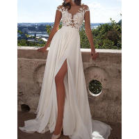 2025 Vestido de noche largo dividido a la moda con cintura media y encaje de boda para mujer - details 0
