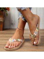 Tendencia de moda femenina, antideslizante, resistente al desgaste, suela suave y cómoda, sandalias planas de estilo étnico. - details 4