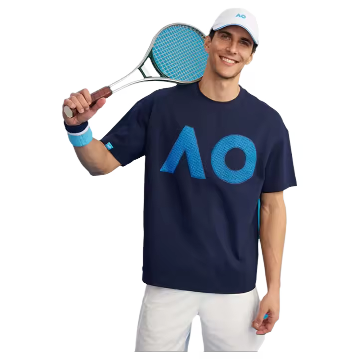 Camiseta Deportiva AO Australian Open Para Hombres Cuello Redondo Manga Corta Color Multicolor Algodón Suave Para Correr Y Jugar Al Tenis - 1