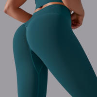 Hamidou-pantalones de Yoga sin costuras para mujer, ropa deportiva de Fitness, Leggings de cintura alta, pantalones de ejercicio para correr, 11 colores - details 1