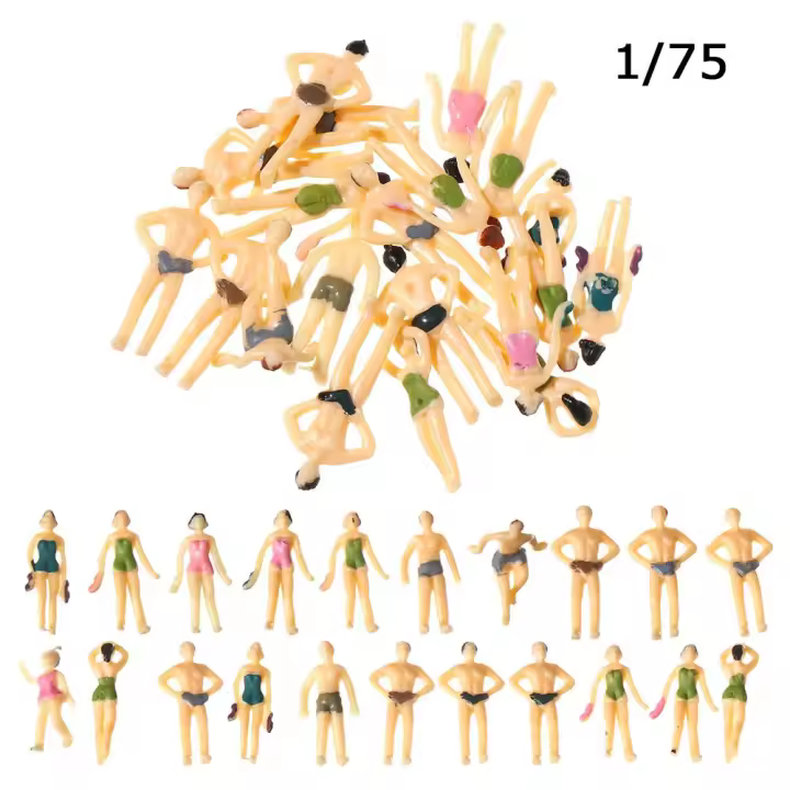 Juguetes De 10 piezas para niños, figuras de personas que nadan, Pose de colores mezclados, escala 1:100/1:150/1:75/1:50, paisaje de tren de personajes DIY - 1