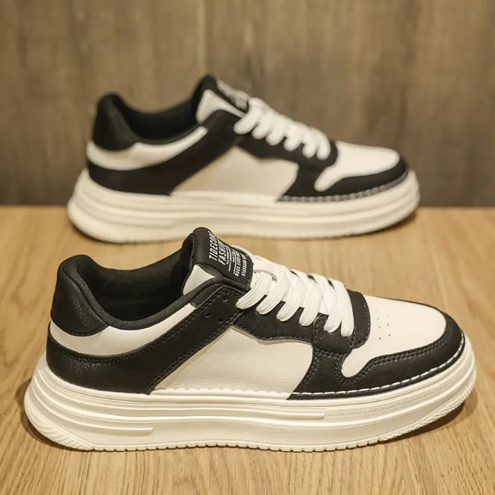 Zapatos Casuales de Cuero Impermeable para Hombres Primavera 2024 Zapatos de Tablero Blanco Todo Terreno con Suela Alta y Fácil de Usar - 1