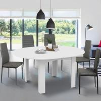 Mesa de comedor extensible redonda para 4-8 personas, 110-150 cm, color blanco - details 1