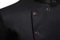 Camisa de Largo Pliegue para Hombres en Otoño Diseño Irregular Elegante Cuello de Standing - details 15