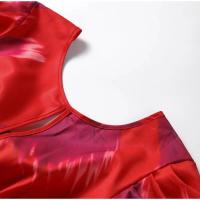 OUWU-Vestido Midi con diseño sin espalda para mujer, elegante con estampado, cuello vuelto, mangas abullonadas, corte en A, novedad de verano 2024 - details 4